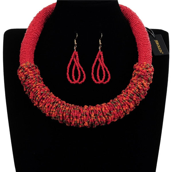 Multilayer Seedbead Bohemian Choker Necklace set