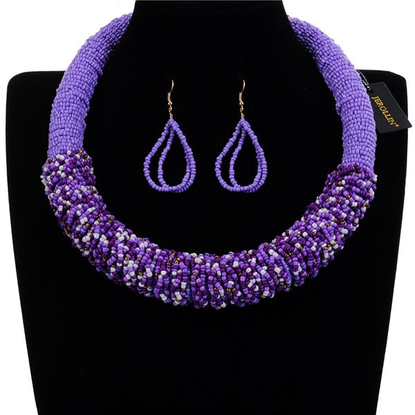 Multilayer Seedbead Bohemian Choker Necklace set