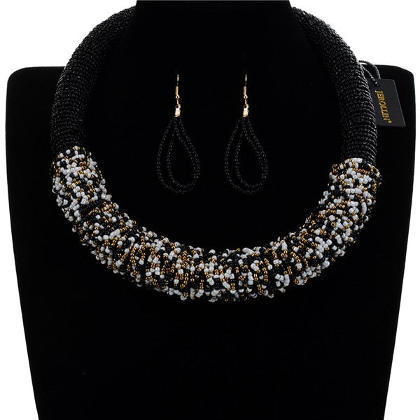 Multilayer Seedbead Bohemian Choker Necklace set