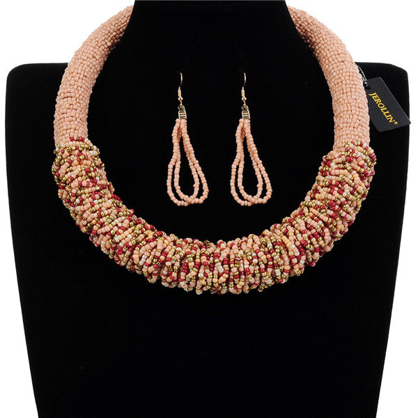Multilayer Seedbead Bohemian Choker Necklace set