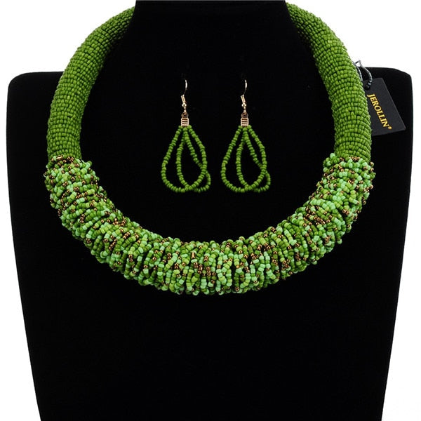 Multilayer Seedbead Bohemian Choker Necklace set