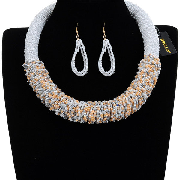 Multilayer Seedbead Bohemian Choker Necklace set
