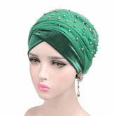 Luxury scarf/Turban Hats Velvet Gold with beads