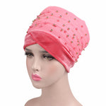 Luxury scarf/Turban Hats Velvet Gold with beads