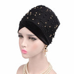 Luxury scarf/Turban Hats Velvet Gold with beads