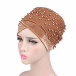 Luxury scarf/Turban Hats Velvet Gold with beads