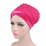 Luxury scarf/Turban Hats Velvet Gold with beads