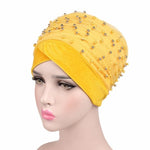 Luxury scarf/Turban Hats Velvet Gold with beads