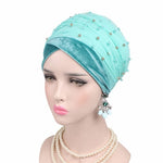 Luxury scarf/Turban Hats Velvet Gold with beads