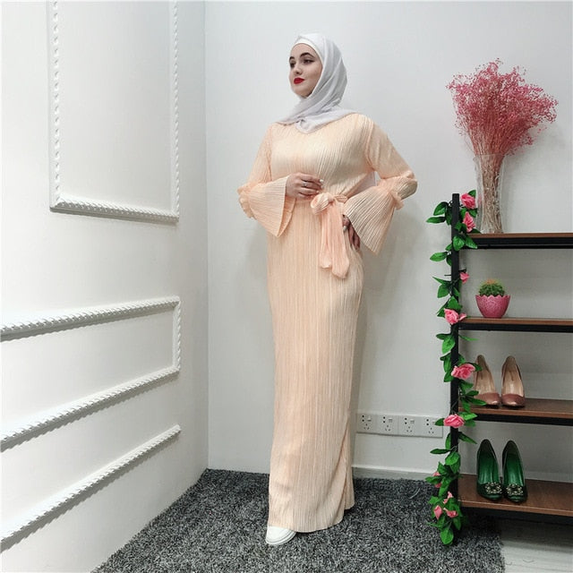 Muslim Wrinkled Pencil  Maxi Dress