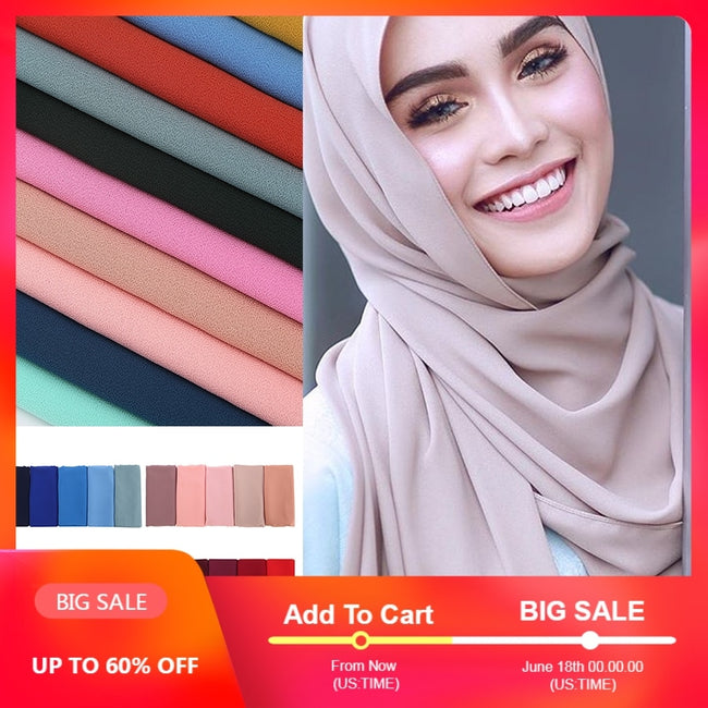 Women plain bubble chiffon scarf hijab